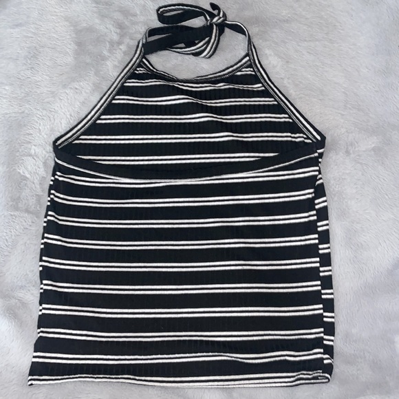 Striped Mudd Crop Tank, Neck Tie - Picture 2 of 5